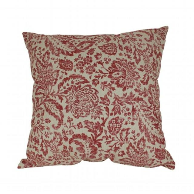 Pillow Perfect 441948 Coussin de Sol Carré Décoratif Rouge-Tan Damas 23 Po.