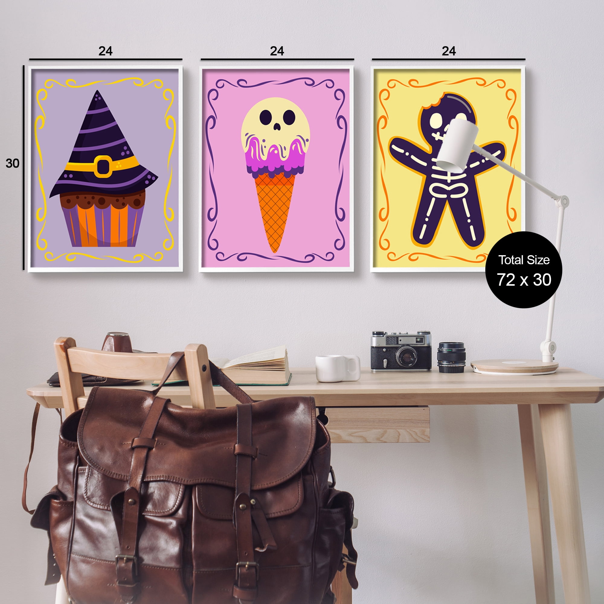 Stupell Industries Varied Halloween Desserts Holiday Painting White Framed Art Print Wall Art, 24 x 30, Set of 3