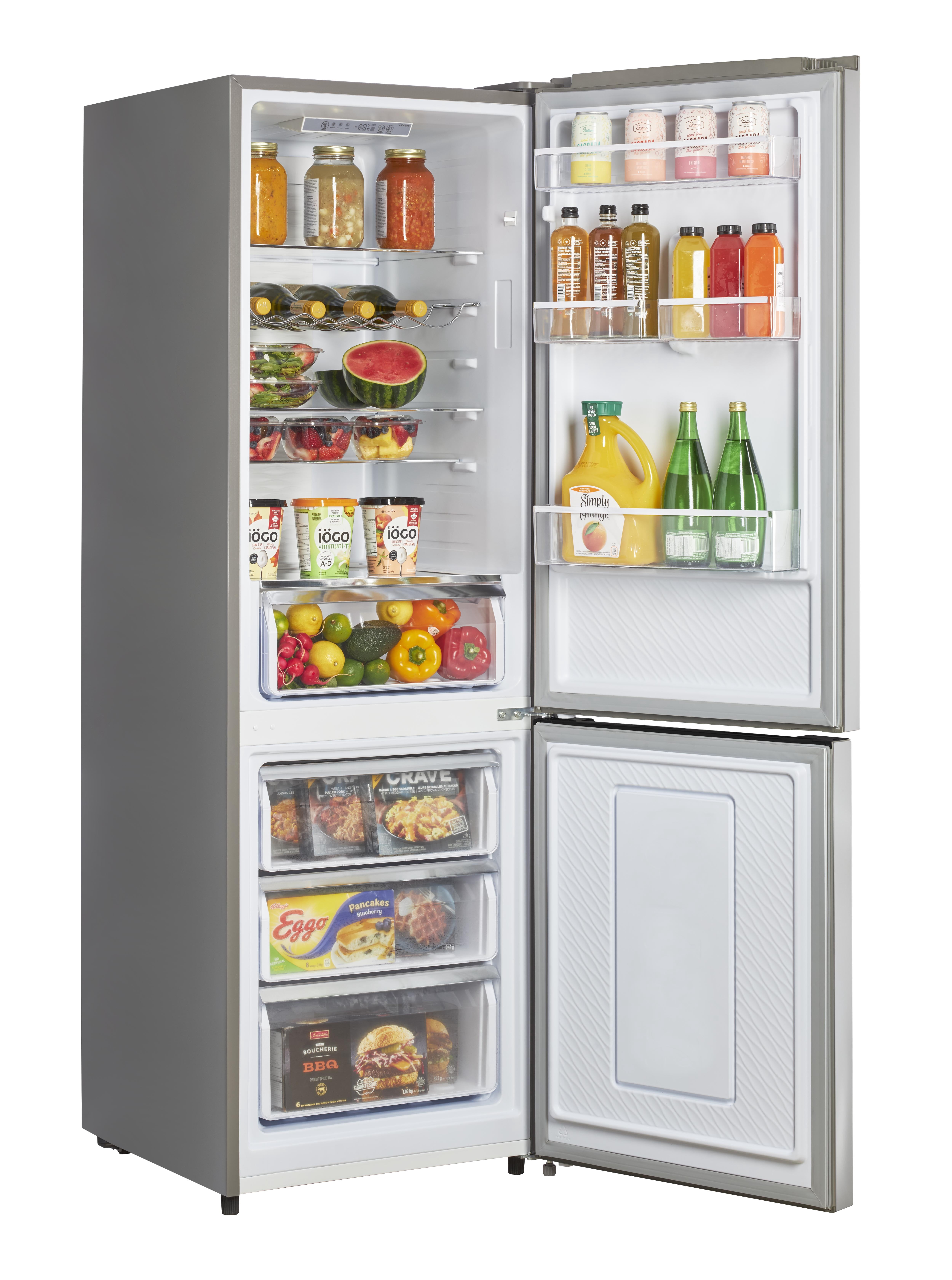 Unique Prestige 21.6" Frost Free 11.7 cu/ft Freestanding Bottom Freezer Refrigerator in Stainless Steel, ENERGY STAR Certified