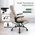 thumbnail image 3 of Ergonomic Office Chair High Back with Lumbar Support, PU Leather Desk Chair, Adjustable Height & Flip-Up Armrests, Swivel Rolling Wheels for Home Office, Computer Gaming Chair (White), 3 of 7