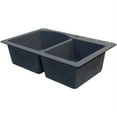 thumbnail image 2 of Transolid Aversa 33in x 22in silQ Granite Drop-in Double Bowl Kitchen Sink with 3 BCD Faucet Holes, In Grey, 2 of 4