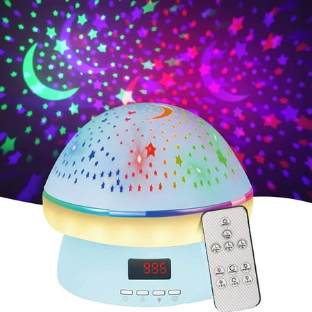 

Remote Control and Timer Design Starry Sky Rotating Star Projector Night Light 16 Colorful Projector Light Dimmable LED Bedside Lamp Glow in The Dark Stars Moon Kids Room Decor (Blue)