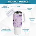 thumbnail image 4 of 40 Oz Car Handle Water Bottle Water Cup Water Bottle Water Jug Coffee Cup Travel Water Bottle Blooming Purple Flower, 4 of 8