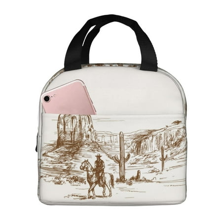 Insulated Lunch Bag for Women Men - Western Desert Cowboys Leakproof Cooler Lunch Box for Women Men  Lunch Tote Bags for Work School Picnic Travel