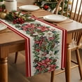 thumbnail image 2 of Burlap Table Runner 108 Inches Long,Rustic Flower Berry Leaf Non-Slip Kitchen Table Runners for Dining Room Everyday Use Party Table Decorations Retro Botanical Red Stripe, 2 of 9