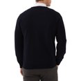 thumbnail image 3 of Kallspin Men's V Neck Sweater Cotton Relaxed Fit Long Sleeve Knit Lightweight Pullover(Black,4X-Large), 3 of 9