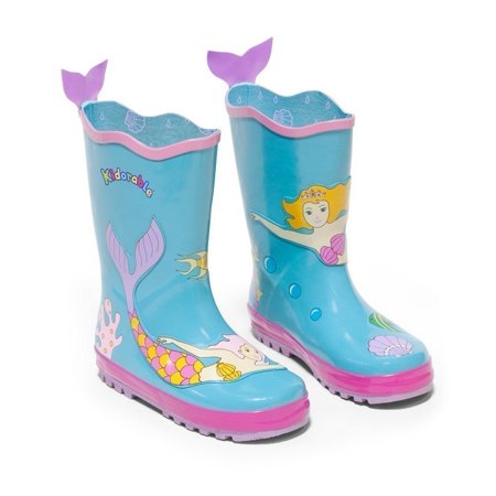 

Kidorable Little Girls Blue Mermaid Print Lined Rubber Rain Boots 9 Toddler