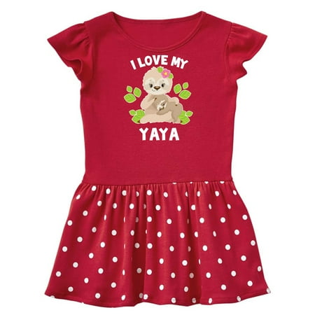 

Inktastic Cute Sloth I Love My Yaya with Green Leaves Gift Baby Girl Dress