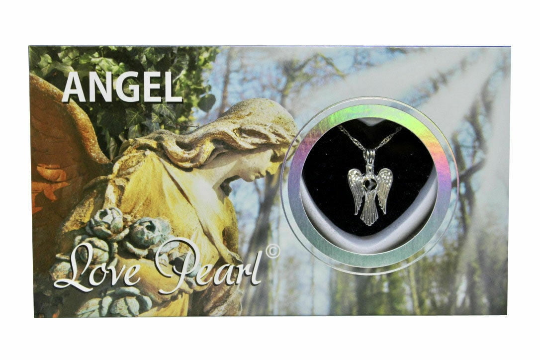 Angel on cloud pendant with pearl guardian angel pearl color selectable