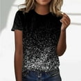 thumbnail image 2 of Women Summer Tops Women Fashion Casual Ggradient Sequin Print Round Neck Loose T Shirt Top High Neck Sweatshirt Womens Swing T Shirt Pack Turtlenecks Long Sleeve Rave Sports Tee Shirts for Grey M, 2 of 5