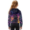 thumbnail image 2 of Xoenoiee Galaxy Cat Daisy Print Girls Half Zip Hoodies Fleece Pullover Long Sleeve Sweatshirts Kids Fashion Casual Outfits Fall Winter Clothes, 13-14 Years, 2 of 7