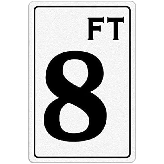 Warning Swimming Pool Deck Depth Marker 8 FT Metal Sign 8"x12", High-Visibility Pool Safety, For Outdoor Indoor Water Facility Compliance