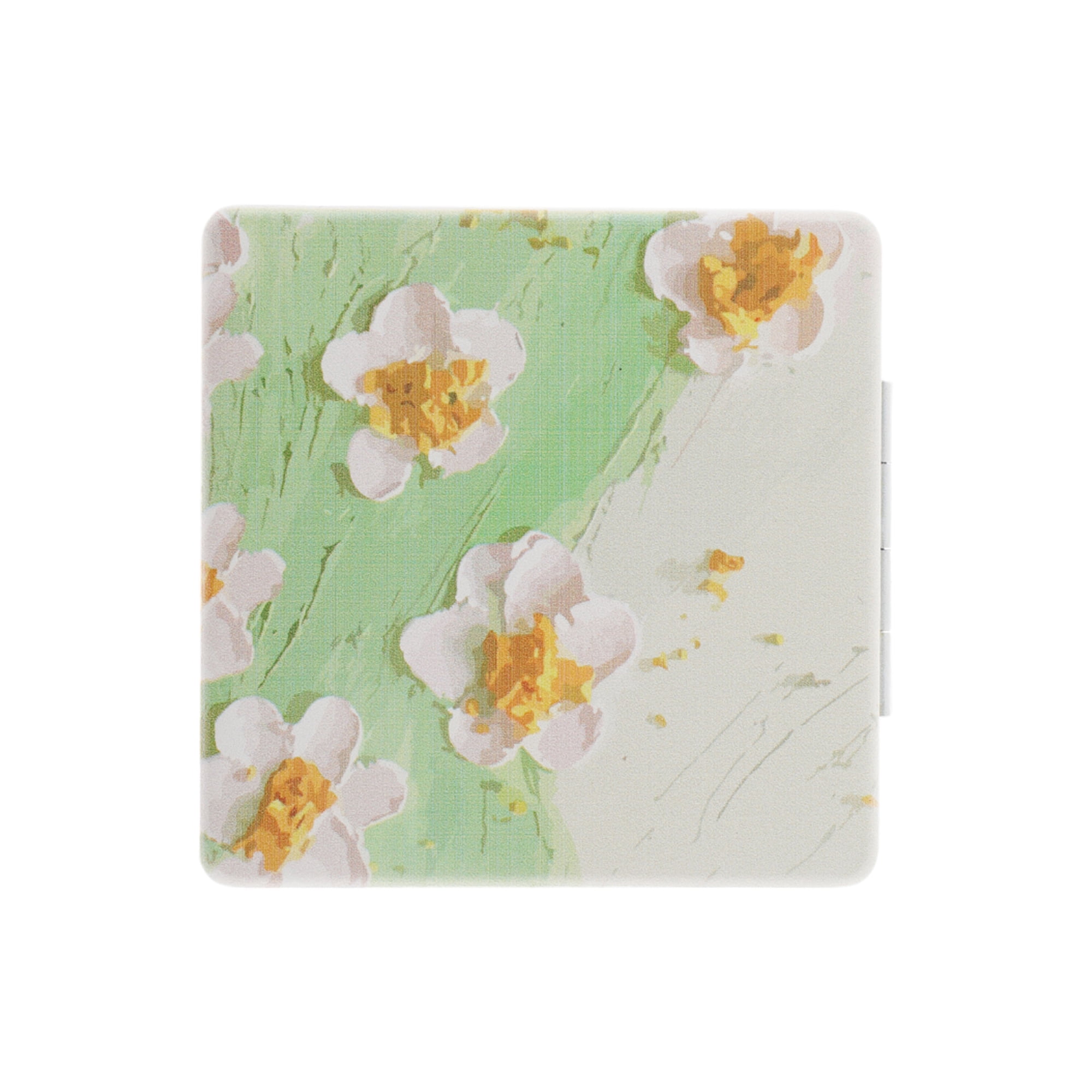 Unique Bargains 1 Pc Women Square Hand-drawn Makeup Mirror for Travel Vacation Green