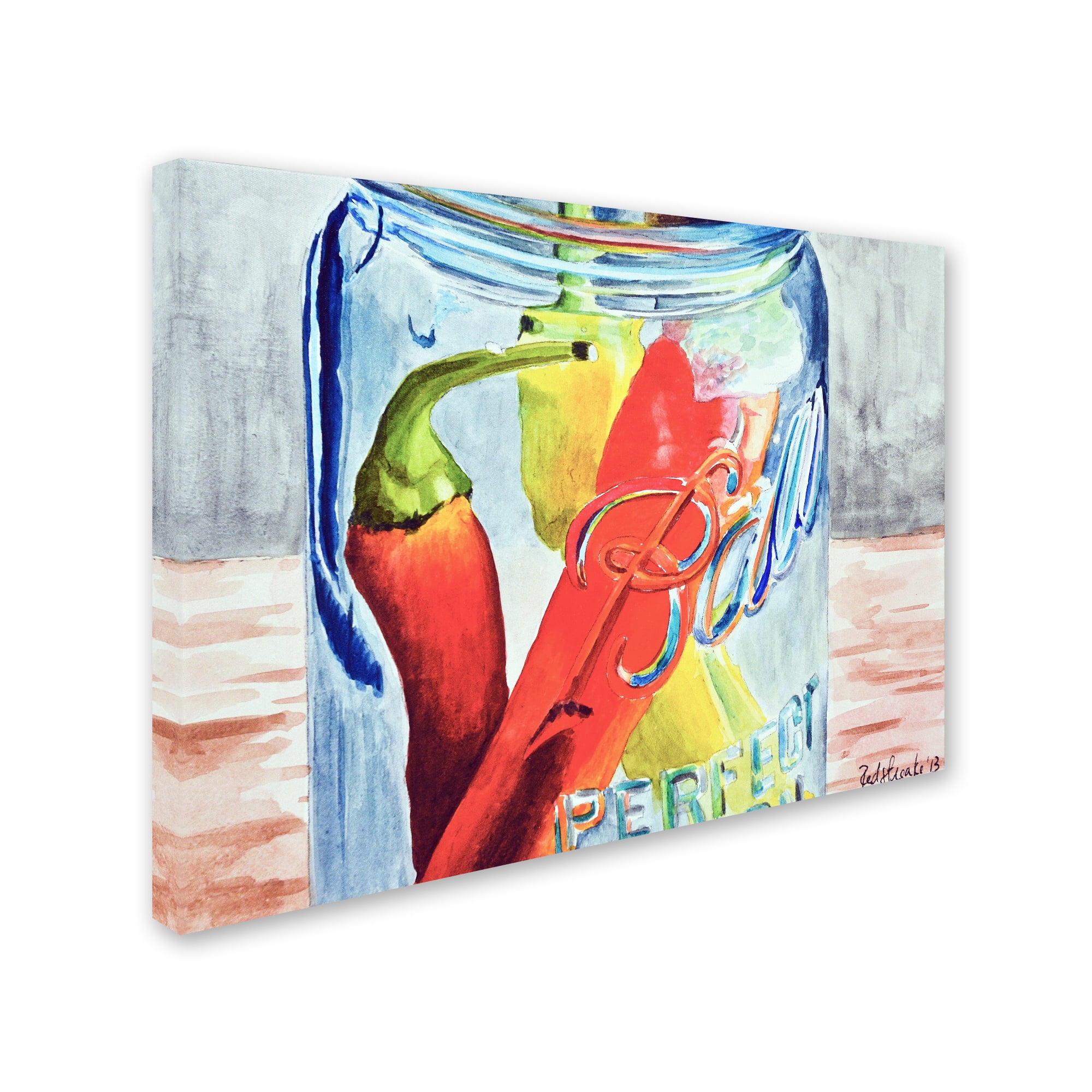 Trademark Fine Art "Ball Jar with 3 Peppers" Canvas Art by Jennifer Redstreake