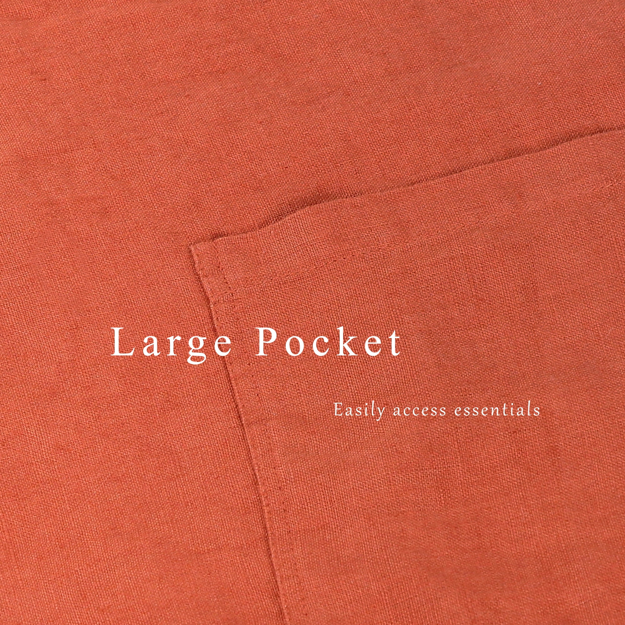 100% Linen Bistro Apron with Pockets 25x35 inch - Unisex Half Apron - Caramel
