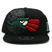 Top Level Mexico Flag Caracara Eagle Coat of Arms Snapback  Black Hat