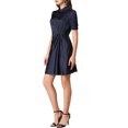 thumbnail image 4 of INSPIRE CHIC Women's Wear to Work Button Front Shirtdress Short Sleeves A-Line Shirt Dress M Navy Blue, 4 of 7