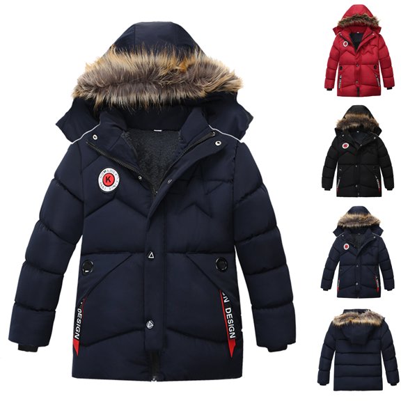 Liyamei Kids Hooded Padded Jacket with Zipper for Winter Warm Fashion Coat Size 2 Years