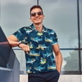 thumbnail image 4 of Balery Cartoon Surfer Sharks Camisa Polo de Hombre con Estampado, de Manga Corta y Tejido Medio, Camisa Tipo Golf Polo-X-Large, 4 of 6