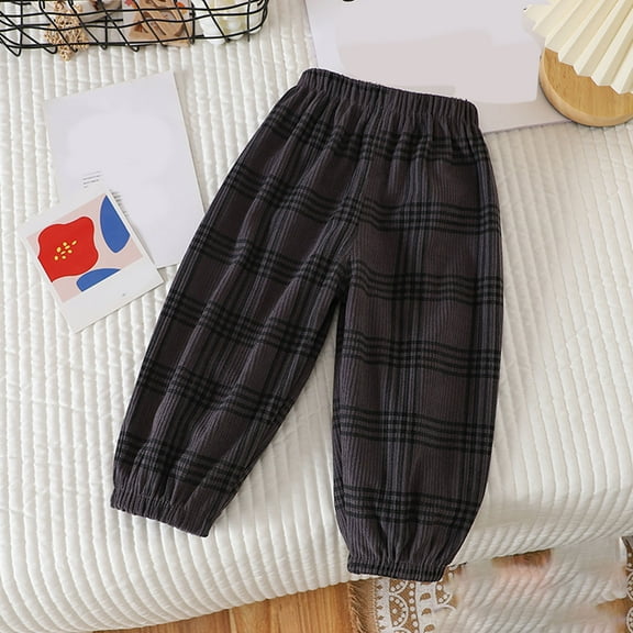 HAOTAGS Boys Girls Summer Printed Long Pants Cotton Cute Full Length Pants for Kids Gray Size 4-5 Years
