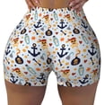 thumbnail image 2 of Rateoe Pirate Skull And Anchor Printed Power Workout Shorts for Women Tummy Control Squat Proof Ribbed Thick Seamless Scrunch Active Short-Medium, 2 of 8