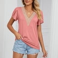 thumbnail image 6 of Inverlee T Shirts for Women V Neck Dressy Casual Short Sleeve Tops Boho Solid Color Shirts Flowy Vacation Tunic Blouse Tee Summer Fashion, 6 of 6