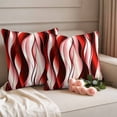 thumbnail image 2 of Red Striped Ombre Outdoor Waterproof Pillow Covers, Modern Red Moire Geometric Decorative Square Throw Pillowcase Sofa Cushion Sham for Patio/Couch/Chair, 18"x18" 2 Pack, 2 of 8