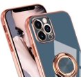 thumbnail image 5 of Compatible with Rose Gold iPhone 14 Pro Max Case for Women Girls Kickstand Ring Holder 360 TPU Rotation Ring Case with Stand Plating Edge Work with Magnetic Mount Slim Luxury Case, Gray, 5 of 8