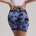 thumbnail image 3 of SWSMCLT Women's Biker Yoga Shorts Summer High Waist Booty Short Leggings Pants Tie Dye Pastel Tummy Control Running Gym Workout Athletic Shorts Butt Lifting Ruched Blue1 Large, 3 of 5