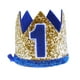 thumbnail image 1 of Corona de cumpleaños infantil para el primer cumpleaños, corona azul con el número 1 impreso, diadema, accesorios para fiestas, 1 of 7
