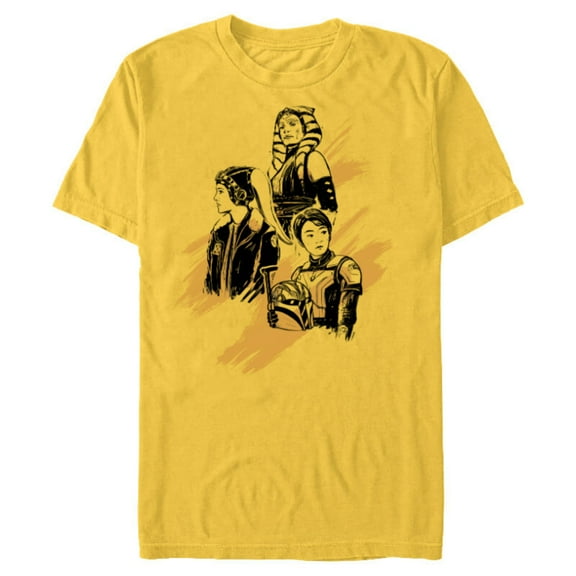 Star Wars Ahsoka Tano Sabine Wren Hera Syndulla Sketch Art - Short Sleeve Blended T-Shirt for Adults - Customized-Yellow