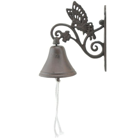 - Cast Iron Dinner Bell - Butterfly Floral Vine - Distressed Brown