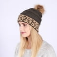 thumbnail image 4 of TAIAOJING Winter Beanie Hats for Men Women Cable Knit Pom Poms Lined Rolled Hems Leopard Print, 4 of 5
