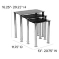 thumbnail image 2 of Tables gigognes en verre noir de la collection Riverside avec pattes en acier inoxydable, 2 of 9