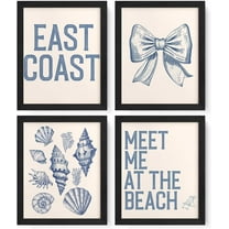 Aingg Coastal Room Beach Decor for Teen Girls Bedroom College Pink Dorm Wall Decor, Preppy Coastal Granddaughter Beachy Ocean Room Decor Wall Art, Coquette Seashell Bow Posters 4Pcs Unframed