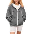 thumbnail image 6 of Bovemsi Sweatshirt for Women Autumn And Winter Zipper Loose Star Pattern Zip Up Hoodie, 6 of 7