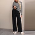 thumbnail image 2 of Knit Lounge Set for Women 2 Piece Striped Loungewear Sweater Cardigan and Wide Leg Pants Outfits Fall Casual Loose Suits (Black Free Size), 2 of 5
