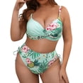 thumbnail image 2 of Women's Bikini Set Printed Plus Size Push Up Padded Bra Two Piece Sexy Swimsuit Bathing Suit for Beach Vacation,Green,XL, 2 of 5