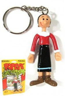 Poseable Figure Keychain Popeye The Sailor Man,Olive Oyl Bendable 