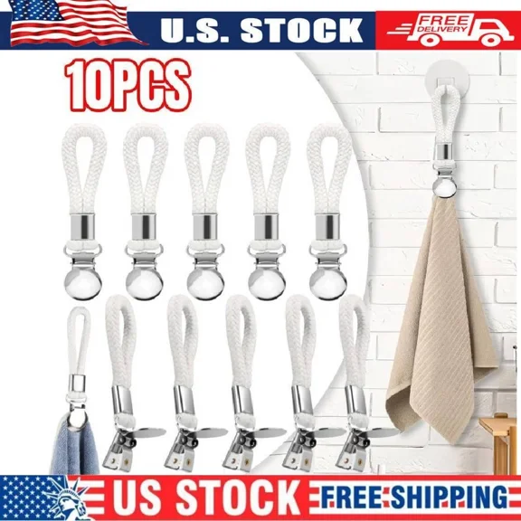 10Pcs Tea Towel Clips Cloth Hanging Metal Clips Hand Towel For Kitchen Bathroom