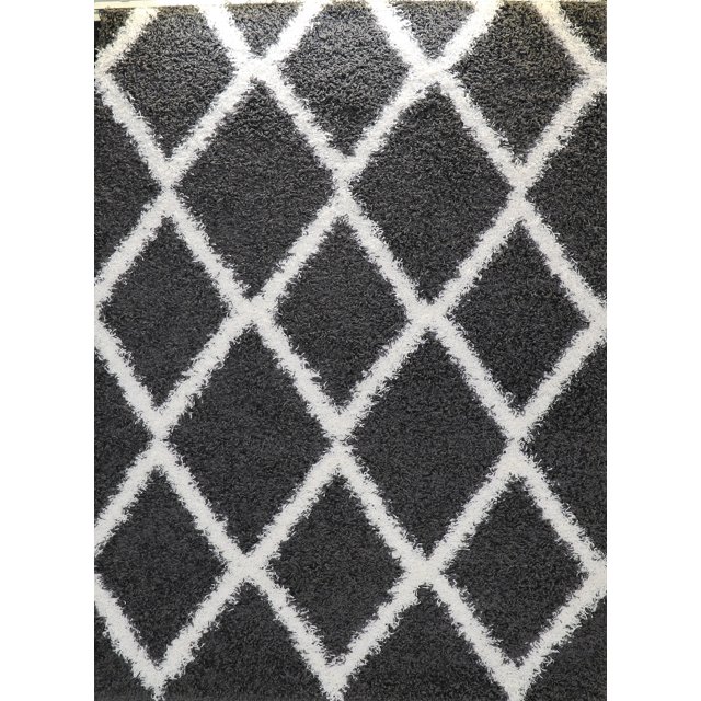 Ladole Rugs Dark Grey White Indoor Solid Plain Shag Soft Area Rug Mat Carpet Runner for Living Bed room Entry way Patio Small Medium Large Non Slip Skid Size 3x5. 4x6 5 x 8 7 x 10 9 by 12 11 feet ft