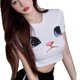 thumbnail image 1 of Top ajustado para mujer transpirable suave de manga corta lindo patrón de gato top recortado delgado para el fin de semana ANGGREK Otros, 1 of 8