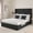 Black, variant on Velets Oliver Contemporary Mid-Century Soft Padded Upholstered Platform Storage Bed with Hydraulic Gas Lift Storage - Wood Slat System & Smart Hydraulic Under-Bed Storage (Ivory, Double )