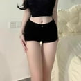 thumbnail image 6 of SELONE Black Shorts Women Stretchy Low Waisted Button Hot Pants Summer Shorts Solid Vacation Outfits Black XS, 6 of 6