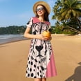 thumbnail image 4 of Easygdp Pink Cheetah Art para Vestido Transpirable de Mujer, Vestido Suelto de Manga Corta con Pliegues y Bolsillos para el Verano, 4 of 6