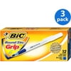 (3 pack) (3 Pack) BIC Round Stic Grip Xtra Comfort, Fine Point (0.8 mm), Blue, 12-Count