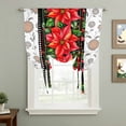 thumbnail image 2 of Red Christmas Balloon Curtains for Living Room/French Door, Xmas Botanical Poinsettia Tie Up Curtains 63 Inch Length Energy Saving Kitchen Curtains Shades for Windows 42"x63", 2 of 8