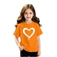 thumbnail image 5 of Girls 2-11 Years Short Sleeve T-Shirt Cute Heart Print Casual Crew Neck Summer Top for Kids Orange 5 Years, 5 of 5