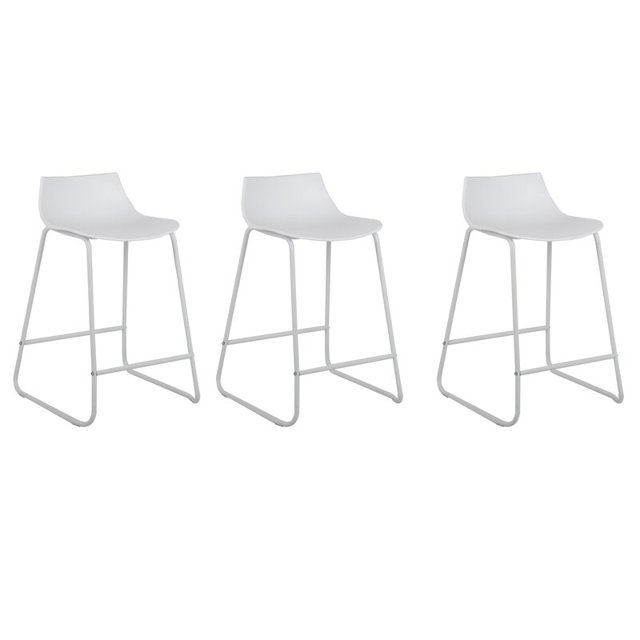 Bronte Living 24 inch Modern PP Counter Stool with Rubber Protectors, Comfortable Footrest and Low Backrest for Kitchen, Restaurant, Café - Series Amelia 24" - Set of 3