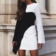 thumbnail image 4 of Moda mujer elegante Sexy Casual cuello redondo manga larga lápiz Color a juego espalda descubierta Slim Fit vestido de cadera Pompotops  hdfakjf983, 4 of 9